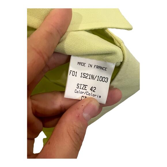 Celine Finition Main Citron Green Blazer Skirt Wool Blend Suit Set Sz 42 France - Picture 13 of 15